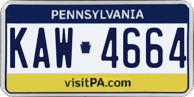 PA license plate KAW4664