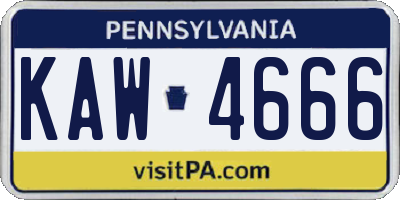 PA license plate KAW4666