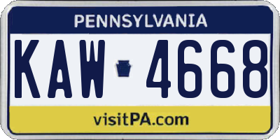 PA license plate KAW4668
