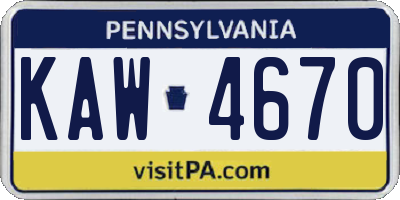 PA license plate KAW4670