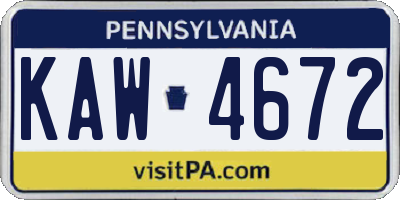 PA license plate KAW4672