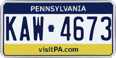 PA license plate KAW4673