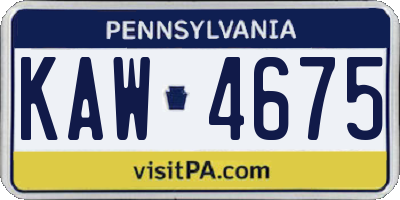 PA license plate KAW4675