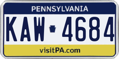 PA license plate KAW4684