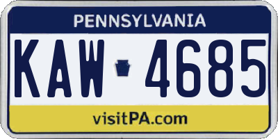 PA license plate KAW4685
