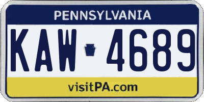 PA license plate KAW4689