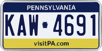 PA license plate KAW4691