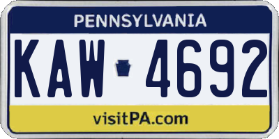PA license plate KAW4692