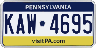 PA license plate KAW4695