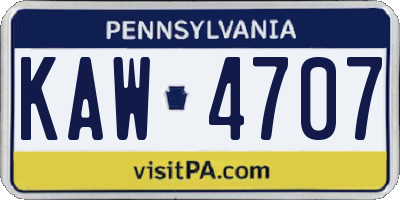 PA license plate KAW4707