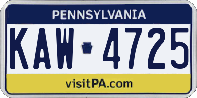 PA license plate KAW4725