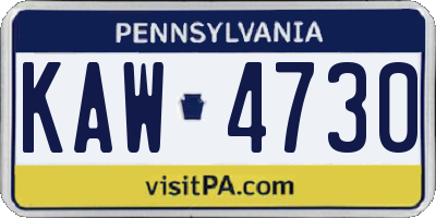 PA license plate KAW4730