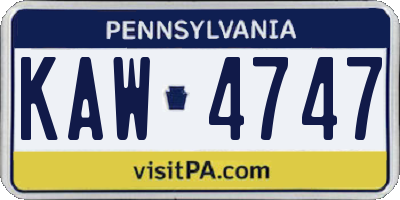 PA license plate KAW4747