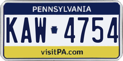 PA license plate KAW4754
