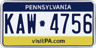 PA license plate KAW4756