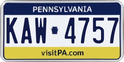 PA license plate KAW4757