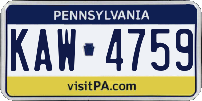 PA license plate KAW4759
