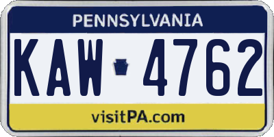 PA license plate KAW4762