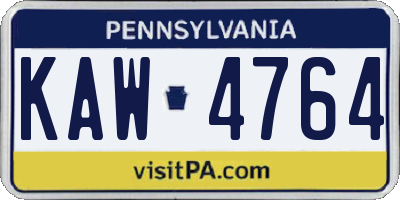 PA license plate KAW4764
