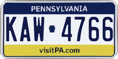PA license plate KAW4766