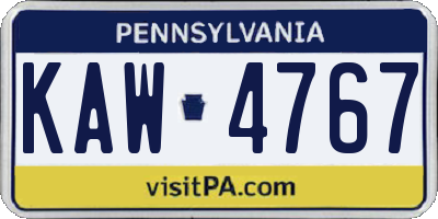 PA license plate KAW4767