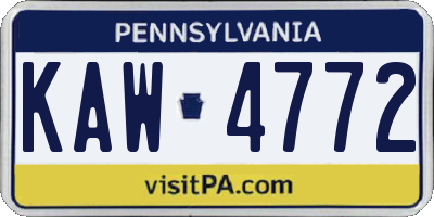 PA license plate KAW4772