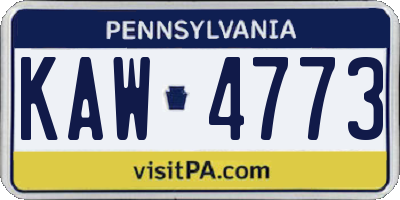 PA license plate KAW4773