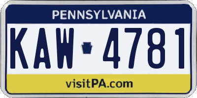 PA license plate KAW4781