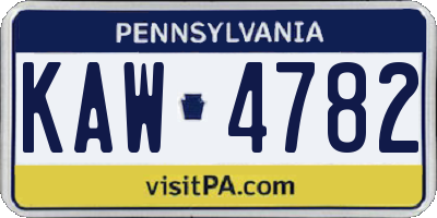 PA license plate KAW4782