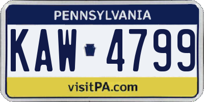 PA license plate KAW4799