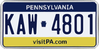 PA license plate KAW4801