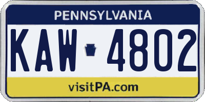 PA license plate KAW4802