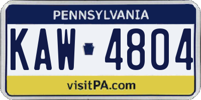 PA license plate KAW4804