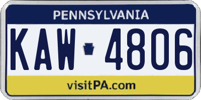PA license plate KAW4806