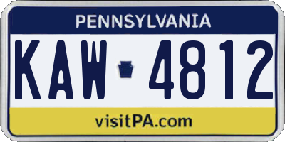 PA license plate KAW4812