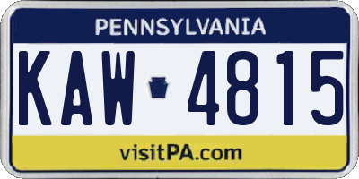 PA license plate KAW4815