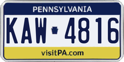 PA license plate KAW4816