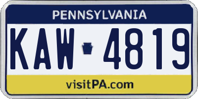 PA license plate KAW4819
