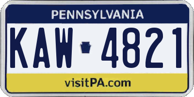 PA license plate KAW4821