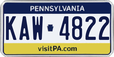PA license plate KAW4822