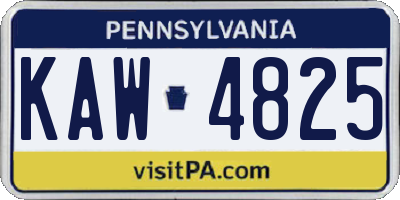 PA license plate KAW4825