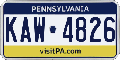 PA license plate KAW4826