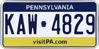 PA license plate KAW4829