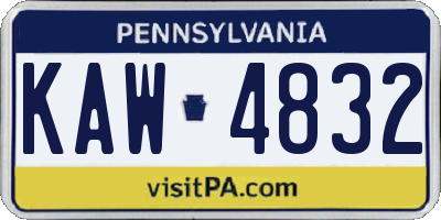 PA license plate KAW4832