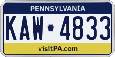PA license plate KAW4833