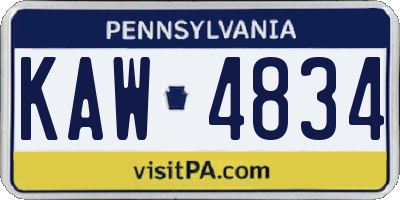 PA license plate KAW4834
