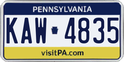 PA license plate KAW4835