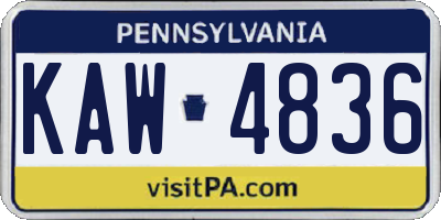 PA license plate KAW4836