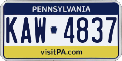 PA license plate KAW4837