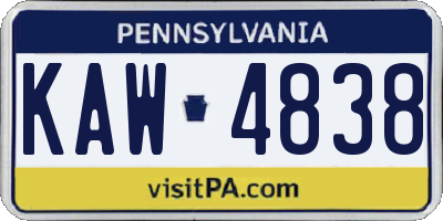 PA license plate KAW4838